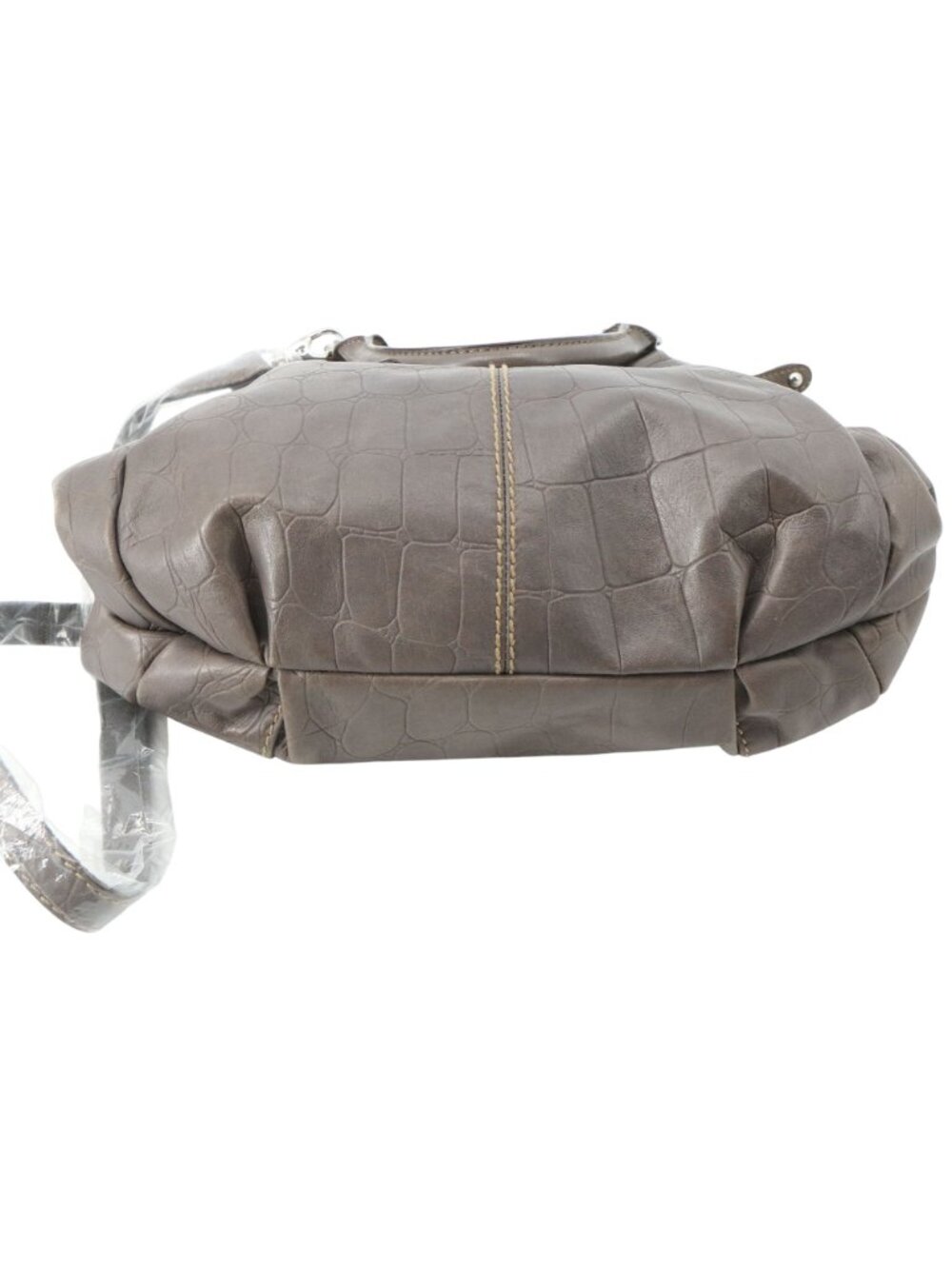 New Tignanello Croc Embossed Gray Leather Satchel Bag Shoulder Handbag Purse - Picture 4 of 7